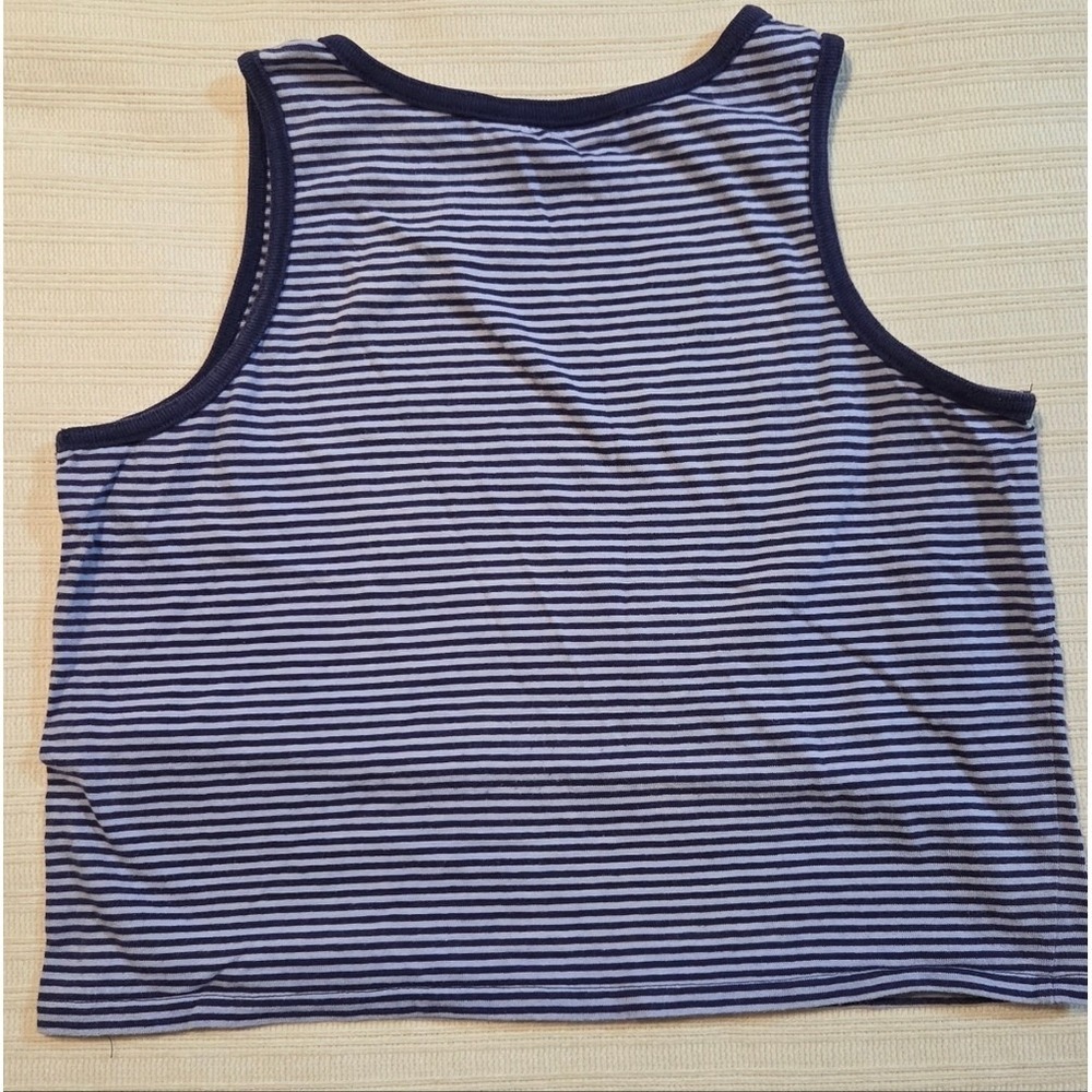 Abercrombie Striped Cropped Tank Navy White Coastal Chic Small 100% Cotton - Picture 4 of 4